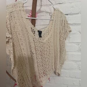 Rue21 Ivory Crochet Lace Pullover